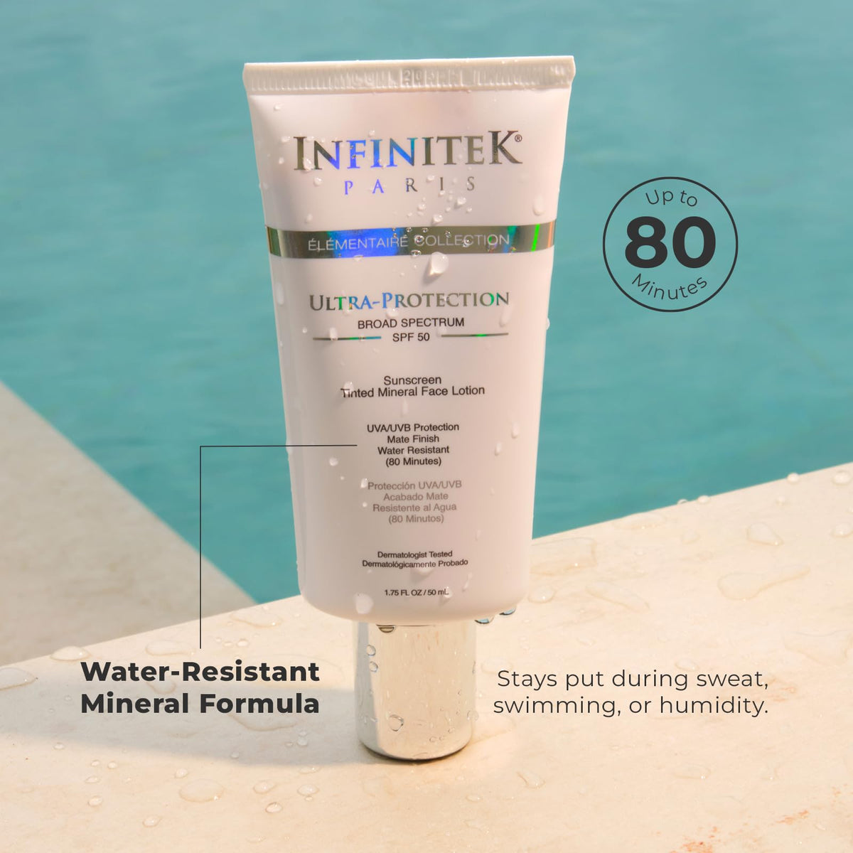 Infinitek Paris applied on cheek illustrating even tint and blending benefit
