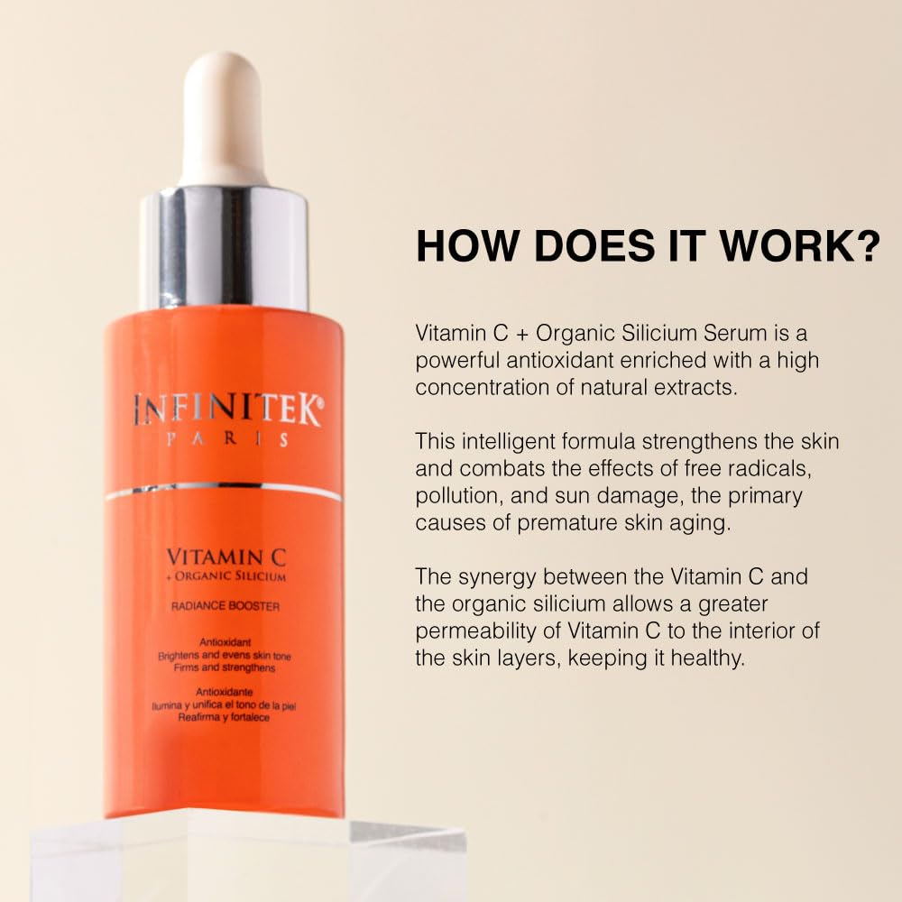 Infinitek Paris ingredient list label, highlighting active antioxidants and benefits
