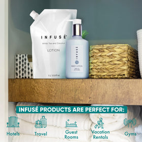 INFUSÉ lotion texture close-up highlighting smooth, non-greasy finish
