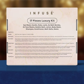 INFUSÉ elegant gift box open revealing curated spa items and presentation