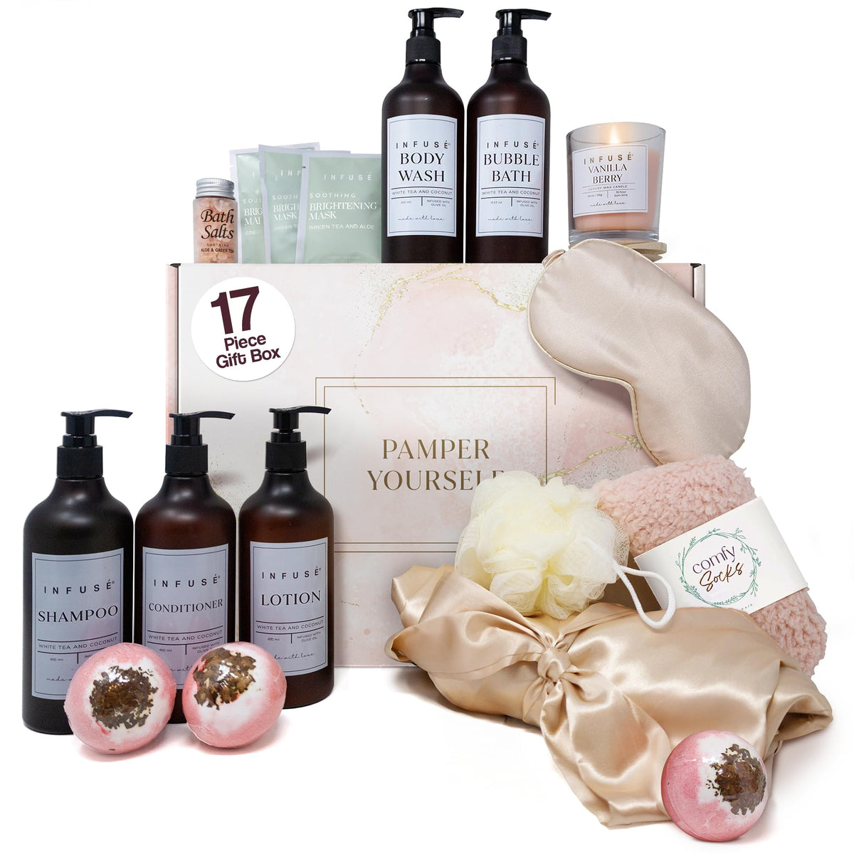 INFUSÉ front packaging showing complete spa set and ready-to-gift presentation