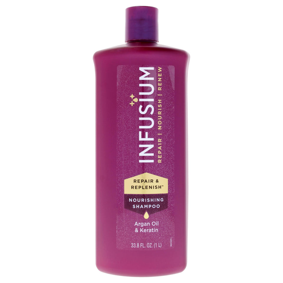 Infusium front packaging bottle showing size and benefits, hydrating results
