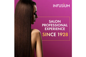 Infusium label close-up showing ingredient list and product benefits