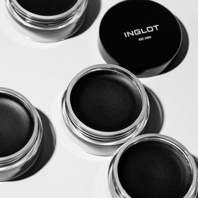 Inglot AMC gel eyeliner 77 on a vanity table in a lifestyle setting for daily use