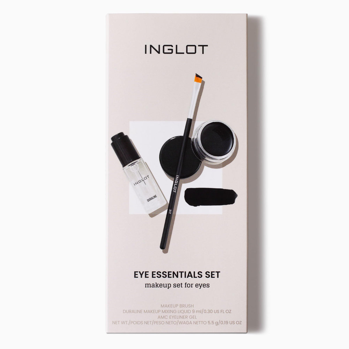 Inglot AMC Eyeliner Gel 77 close-up showing deep black pigment and precision