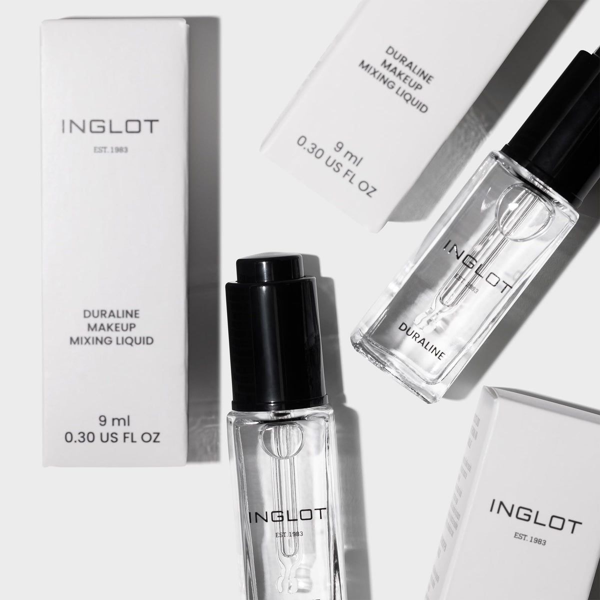 Inglot Duraline applied with fine brush creating sharp waterproof eyeliner lines