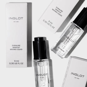 Inglot Duraline applied with fine brush creating sharp waterproof eyeliner lines