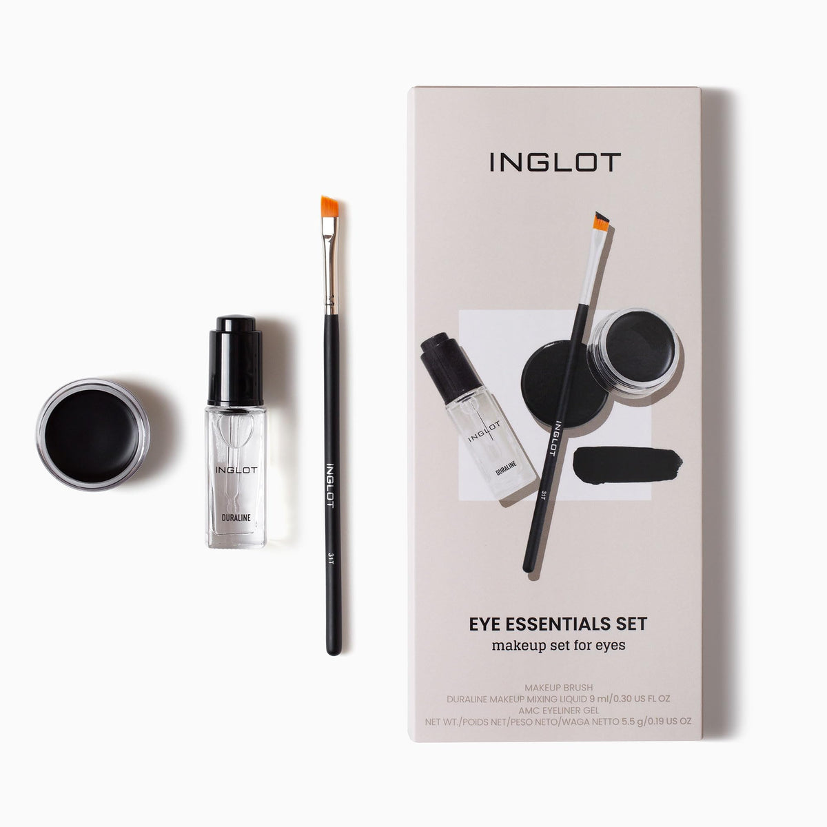 Inglot Duraline bottle detail showing mixing medium and product versatility
