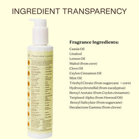 Ingreendients recycled plastic label detail emphasizing sustainable packaging benefit