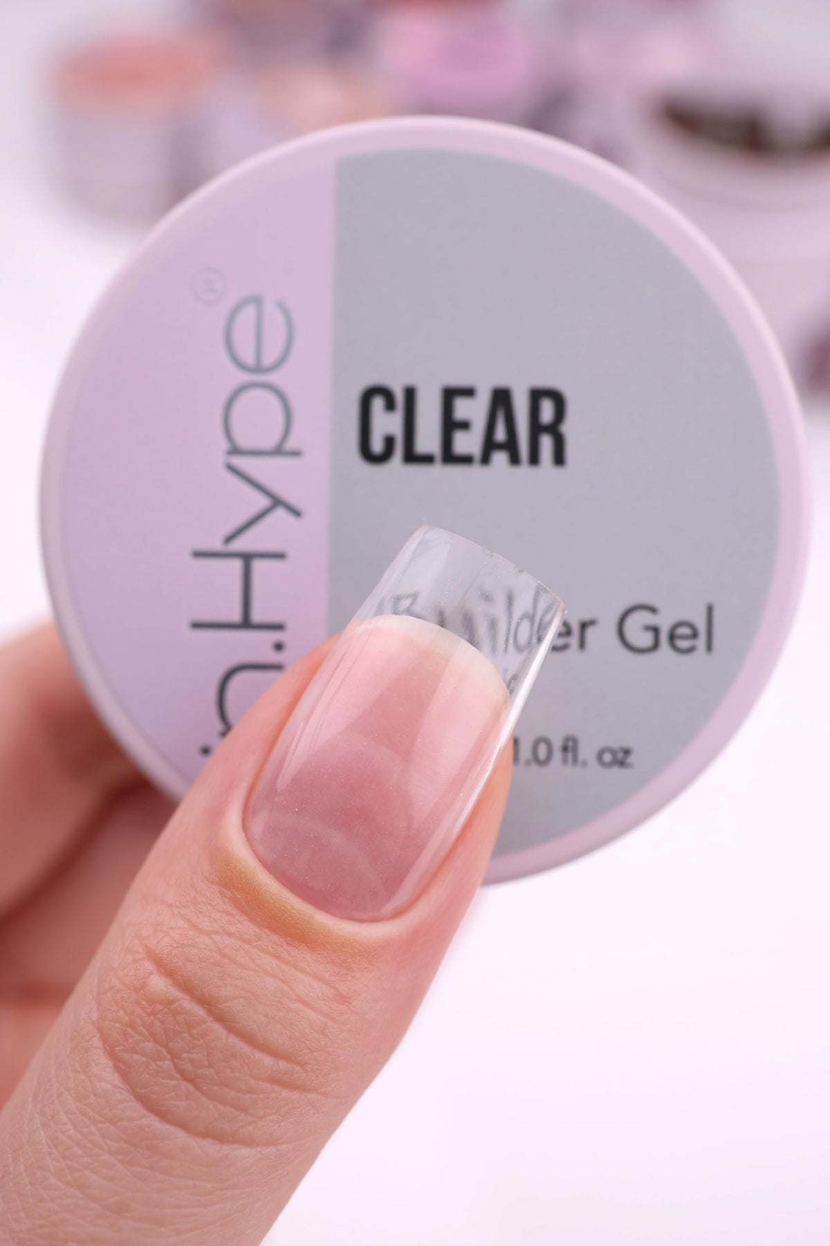IN.HYPE gel applied on nail form in use, demonstrating clean extension shaping benefit