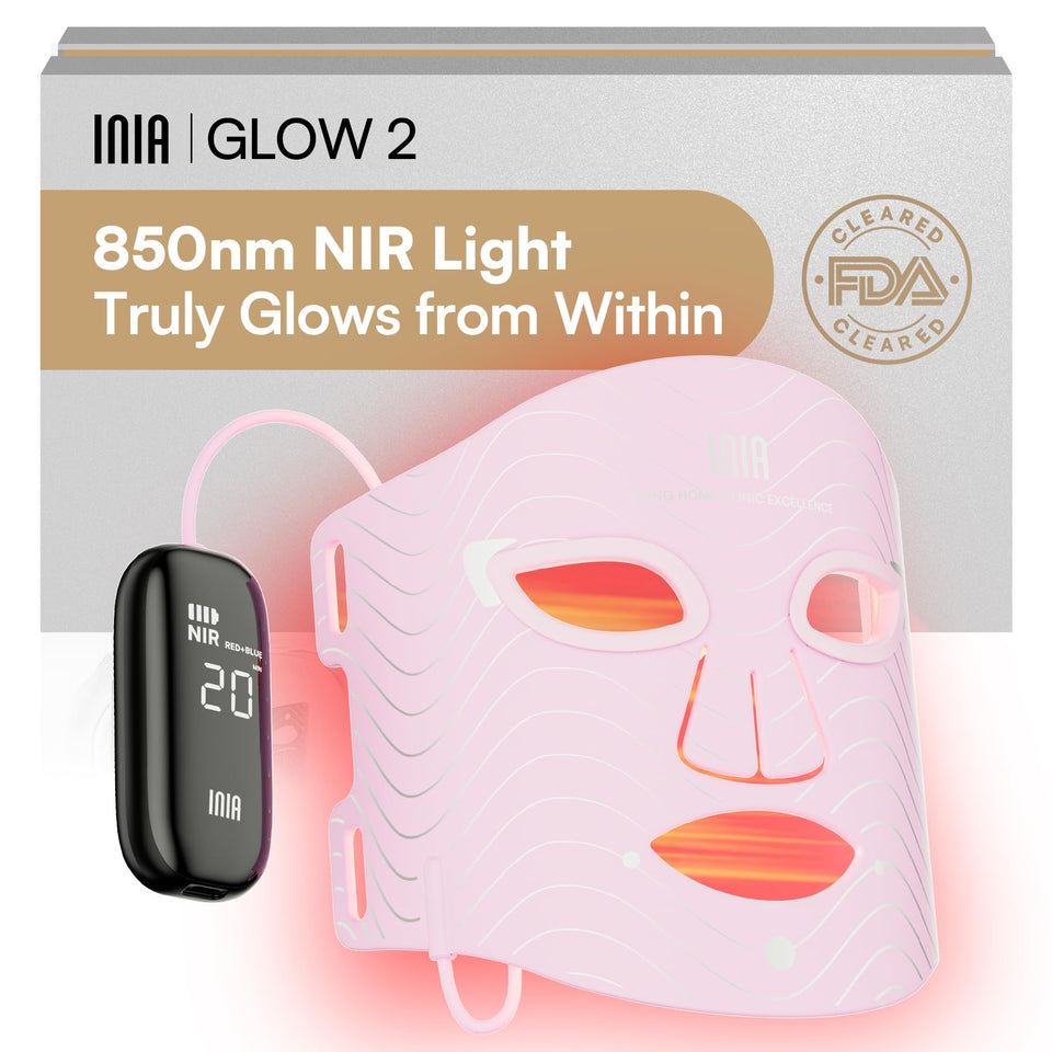 INIA front view of pink mask showing design and even coverage benefits