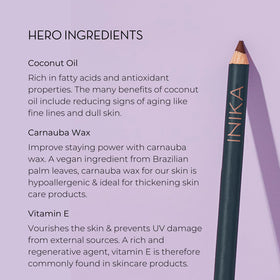 INIKA eye pencil texture stroke on skin showing rich pigment payoff