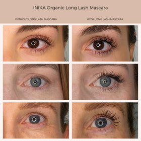 INIKA long lash texture cream swipe showing smooth formula for clump-free coating benefit