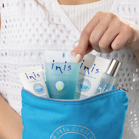 Inis the Energy of the Sea body lotion and shower gel pair demonstrating daily hydration