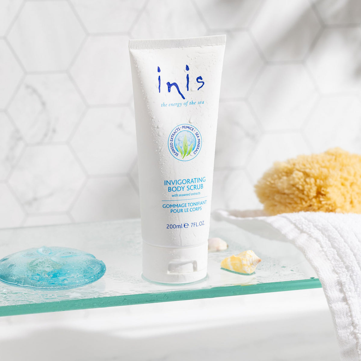 Inis the Energy of the Sea scrub texture close-up highlighting pumice grains for effective exfoliation