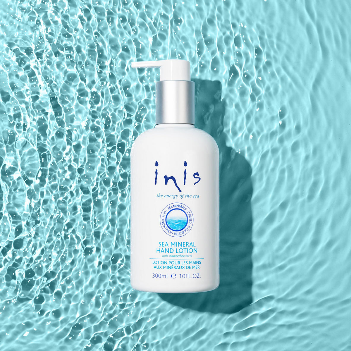 Inis bottle styled on bathroom counter showing everyday sink-side use benefit