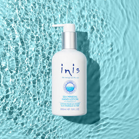 Inis bottle styled on bathroom counter showing everyday sink-side use benefit