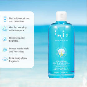 Inis label close-up highlighting seaweed and aloe ingredients and transparency