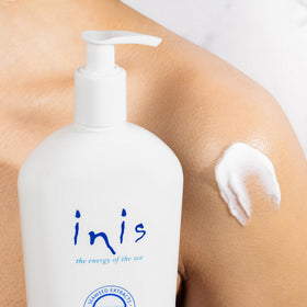 Inis the Energy of the Sea pump dispensing lotion onto hand for convenient daily use