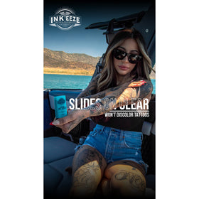 INK-EEZE ingredients label close-up highlighting vegan, reef-friendly formulation