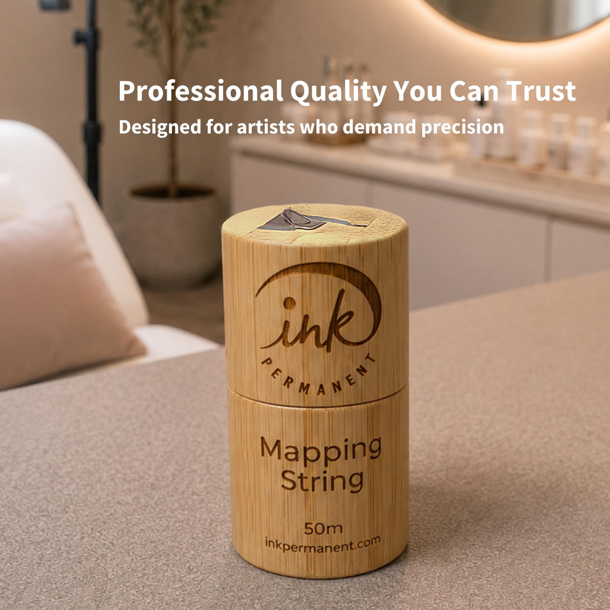 Ink Permanent string in use for brow mapping demonstrating fast visible guidelines