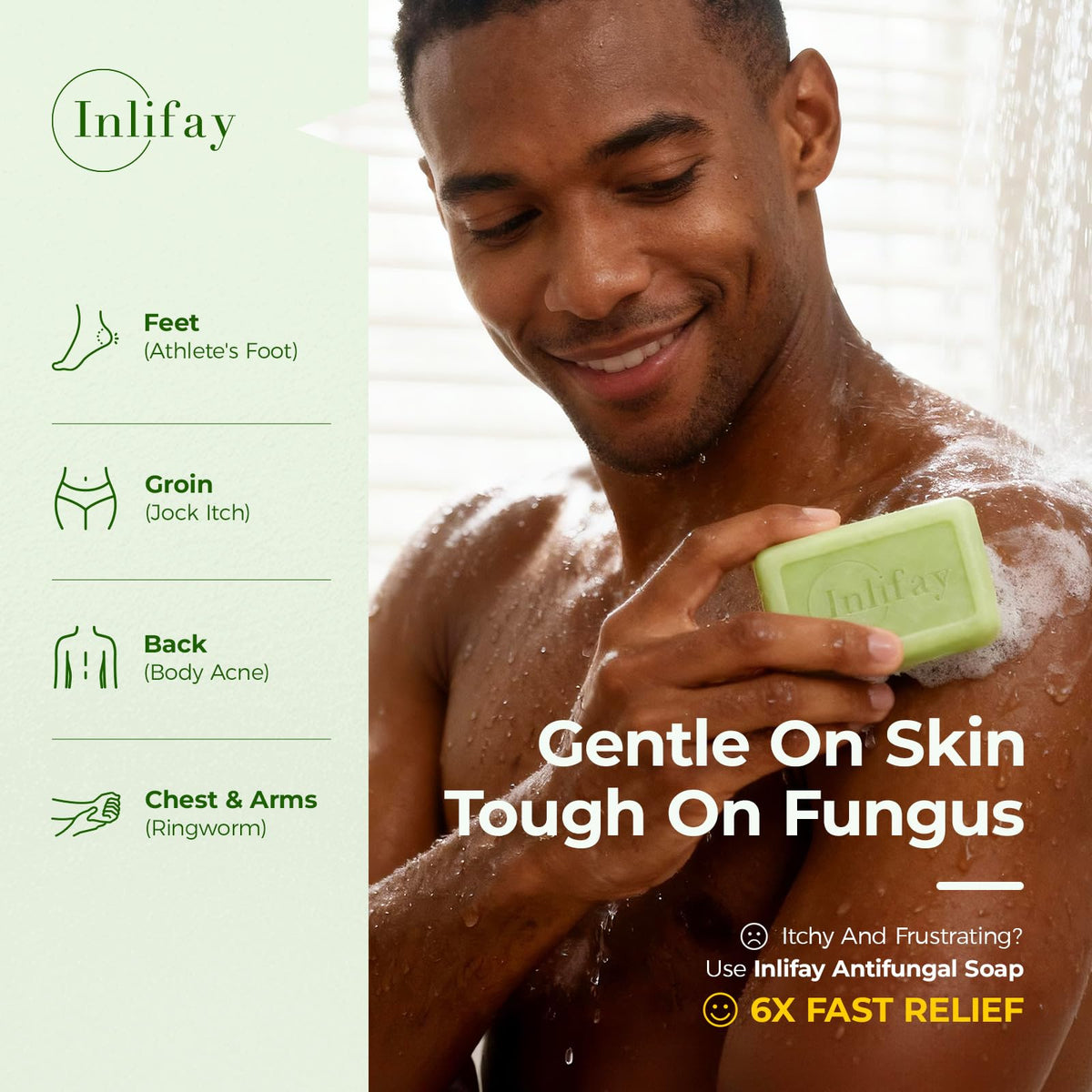 Inlifay close-up lather texture highlighting gentle moisturizing action