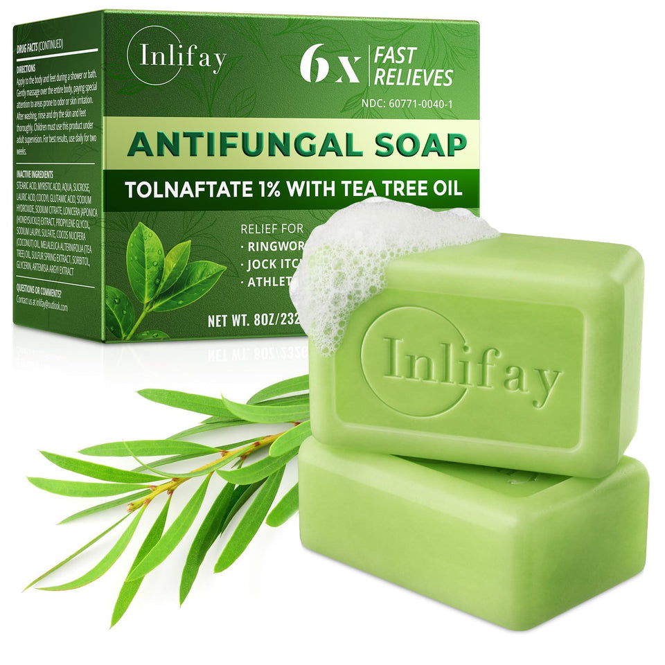 Inlifay front packaging showing two antifungal bars and benefits