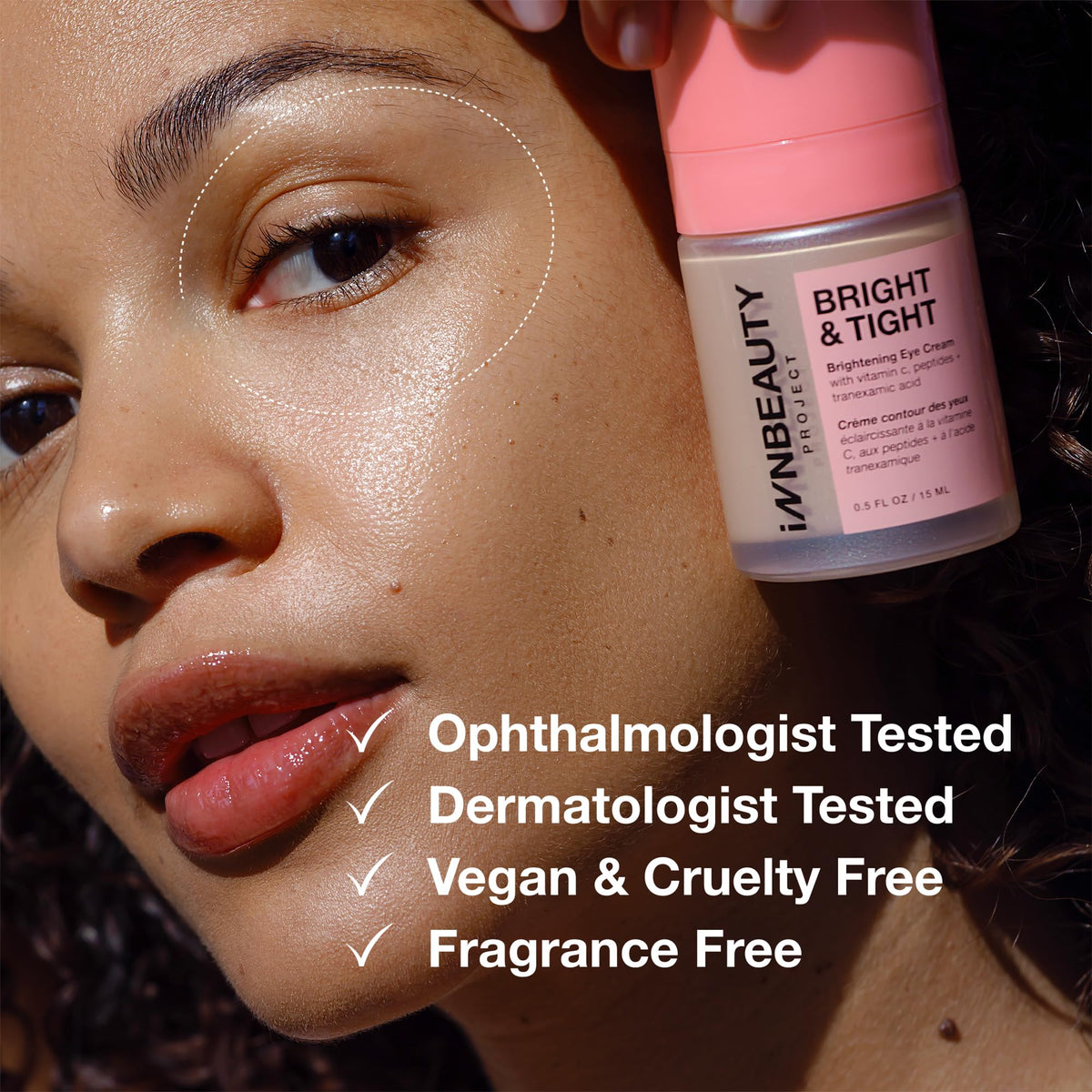 Innbeauty Project on fingertip ready to pat under eye for gentle application
