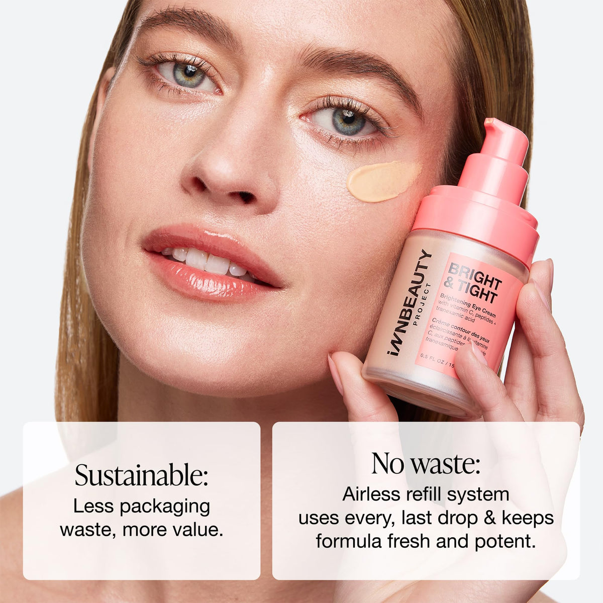 Innbeauty Project applying cream on hand to show non-greasy fast absorption