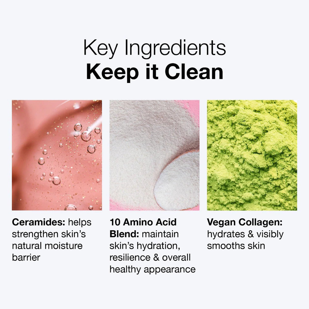 Innbeauty Project close-up label highlighting ceramides and amino acids benefits