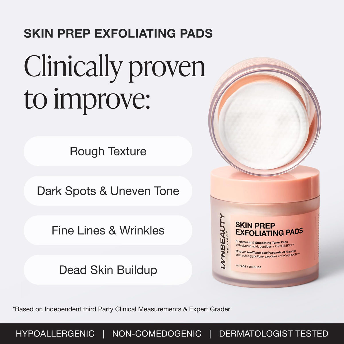 Innbeauty Project pad close-up texture revealing soft exfoliating surface