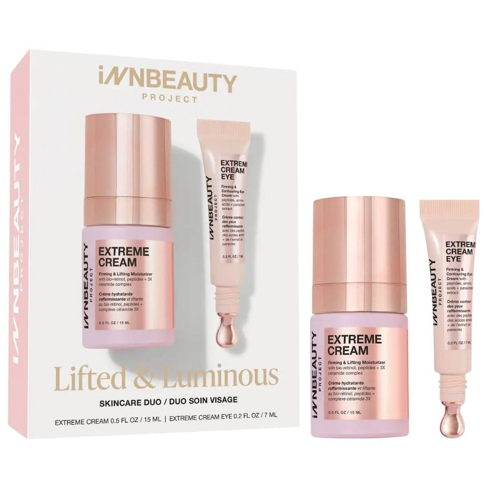 Innbeauty Project front packaging showing travel skincare duo and gift presentation