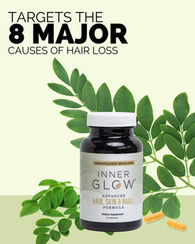 Inner Glow supplement facts label displaying nutrient list and dosage