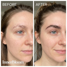 Innerbloom spoolie applicator close-up demonstrating precise, mess-free eyebrow application