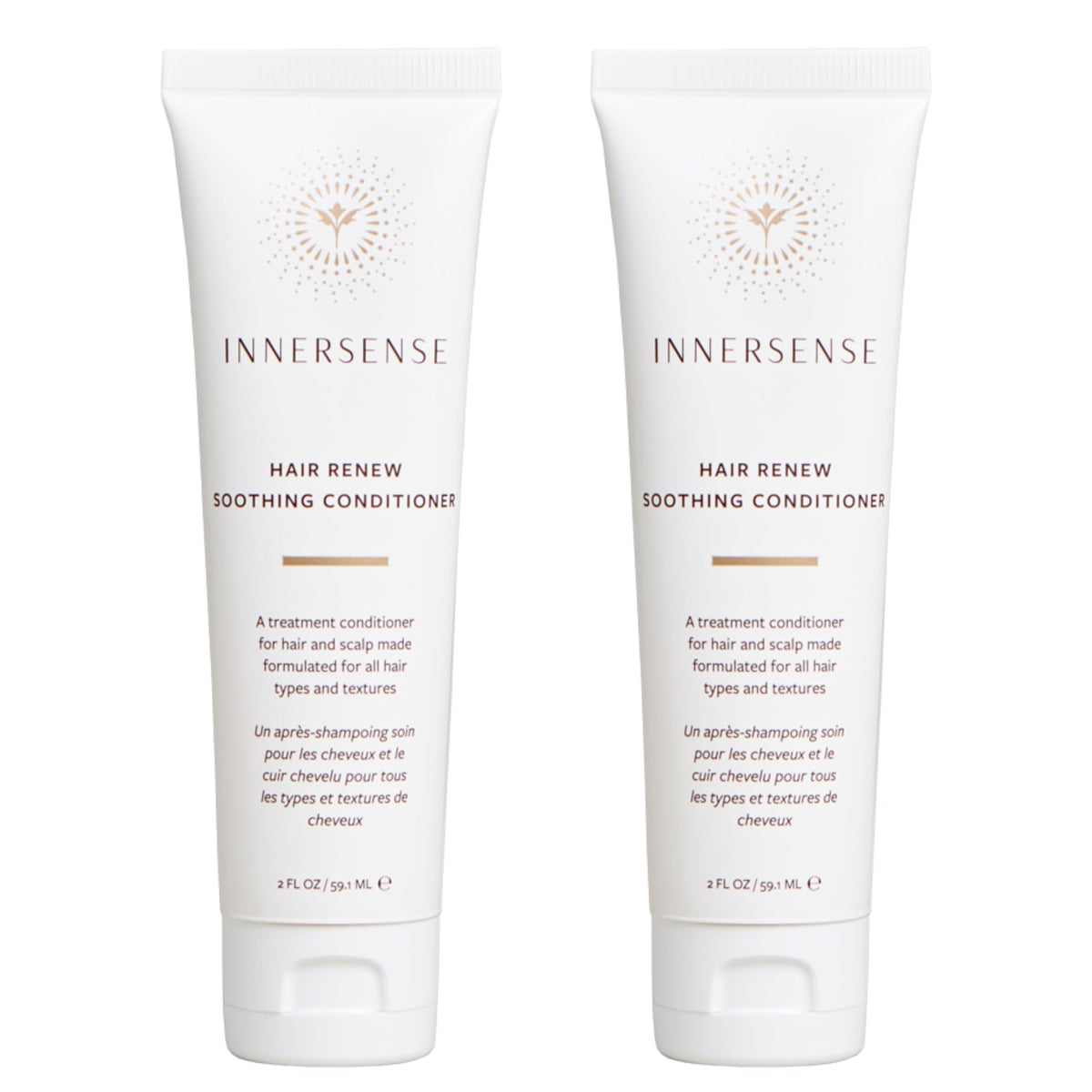 INNERSENSE front packaging showing two travel conditioner tubes and clean ingredient messaging