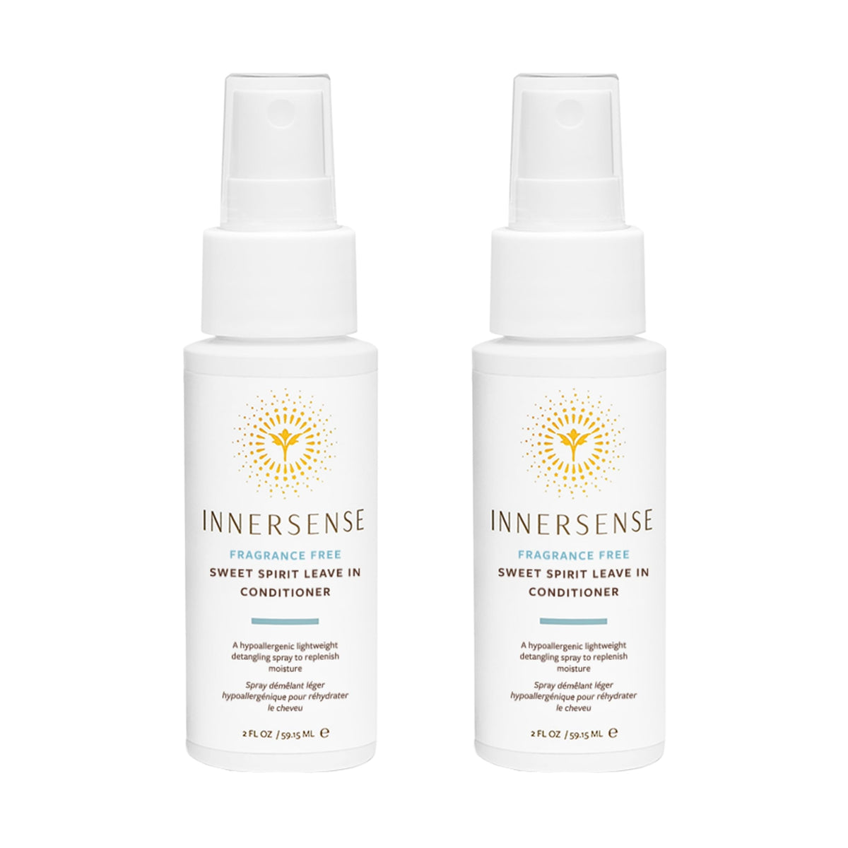 INNERSENSE front packaging two 2 fl oz bottles showing clean design and travel size benefit