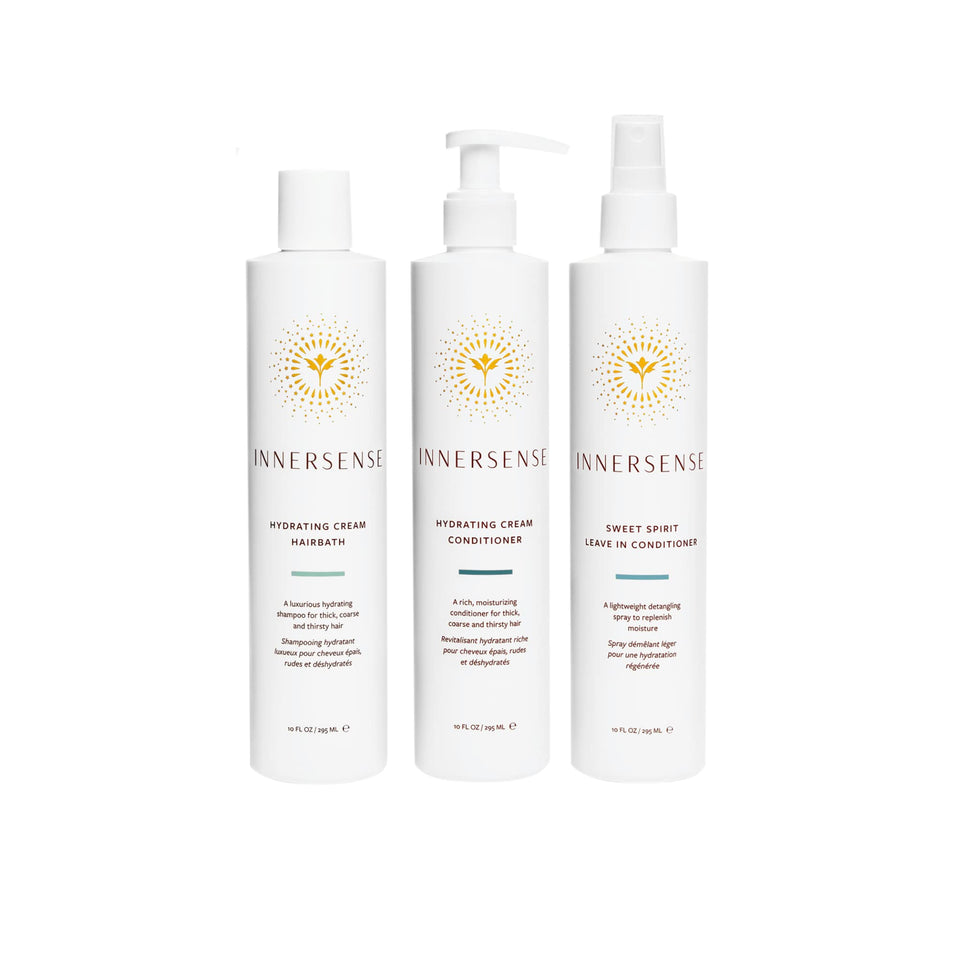 INNERSENSE hydrate trio front packaging showing three 10 fl oz bottles and benefits