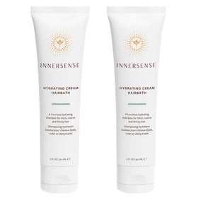 INNERSENSE shampoo front packaging showing travel-size two-pack and benefits