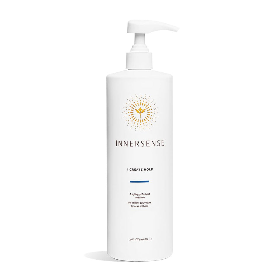 INNERSENSE pump bottle front view showing product and salon-ready size