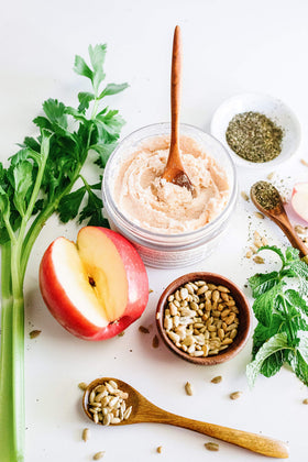 INNERSENSE ingredients flatlay with Hawaiian red salt and botanicals highlighting natural sourcing