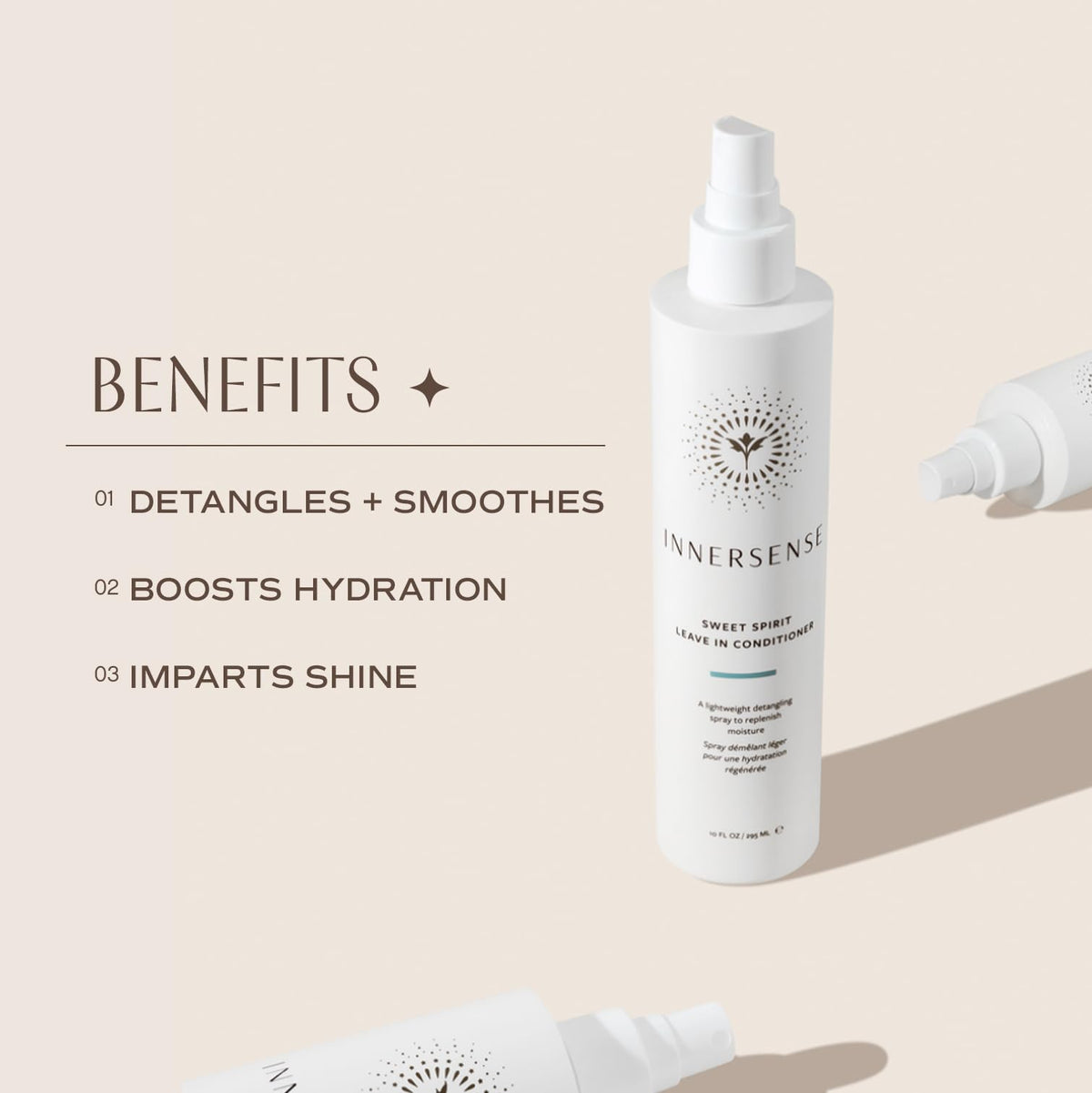 INNERSENSE key ingredients layout with aloe and eucalyptus highlighting natural nourishment