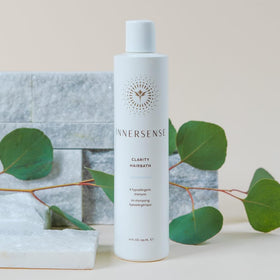 INNERSENSE Natural Clarity being used in shower demonstrating soothing cleanse