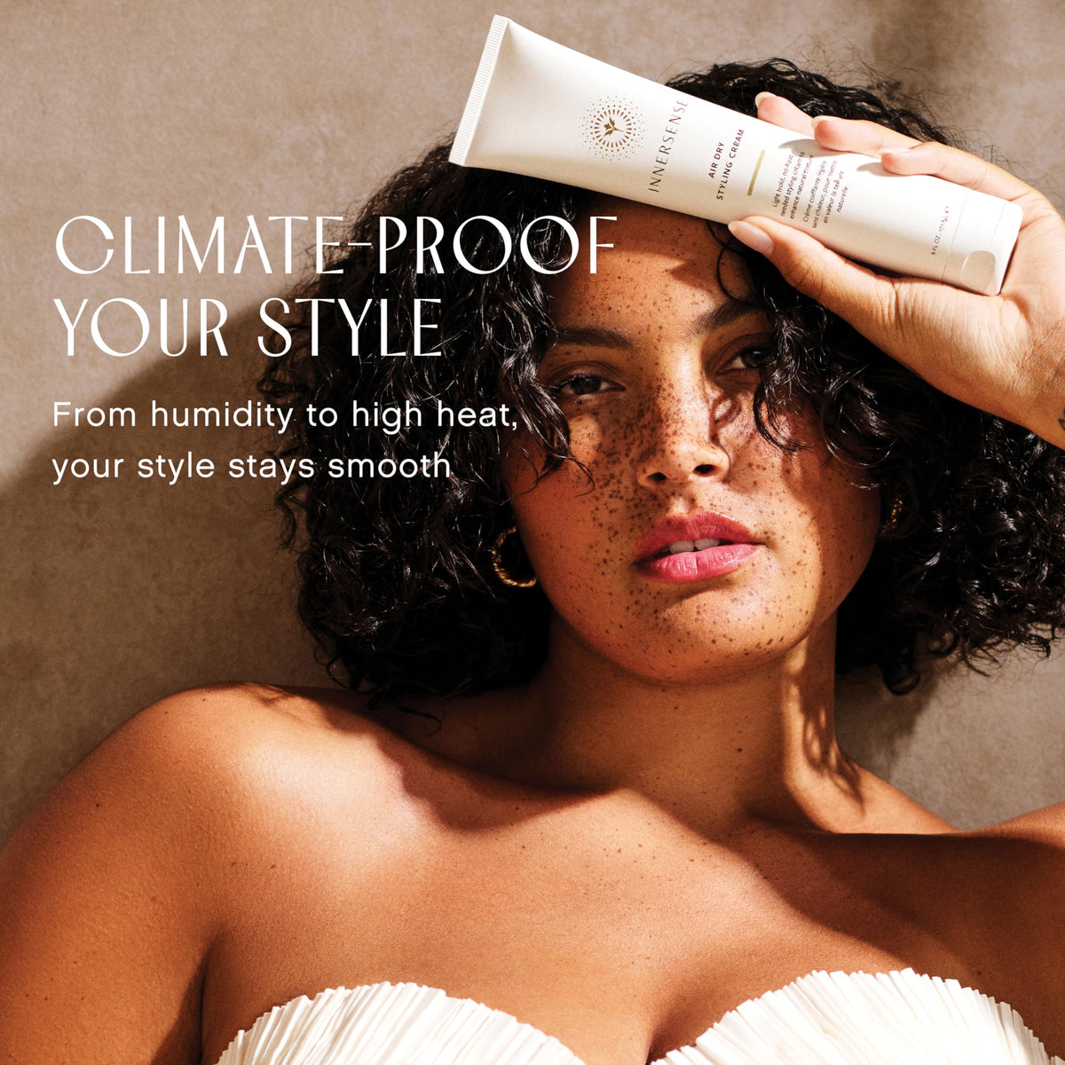 INNERSENSE refreshing dry hair use showing quick touch-up convenience benefit