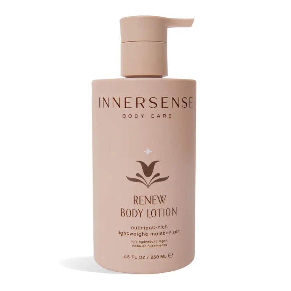 INNERSENSE front packaging of Renew Body Lotion showing label and volume
