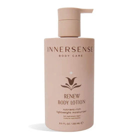 INNERSENSE front packaging of Renew Body Lotion showing label and volume