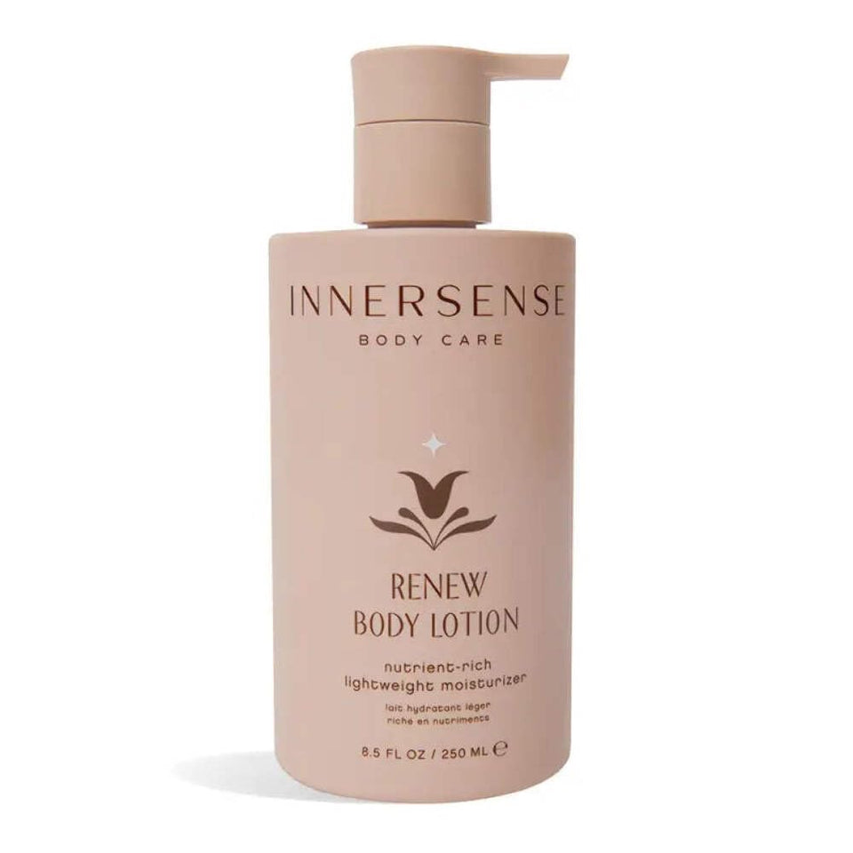 INNERSENSE front packaging of Renew Body Lotion showing label and volume