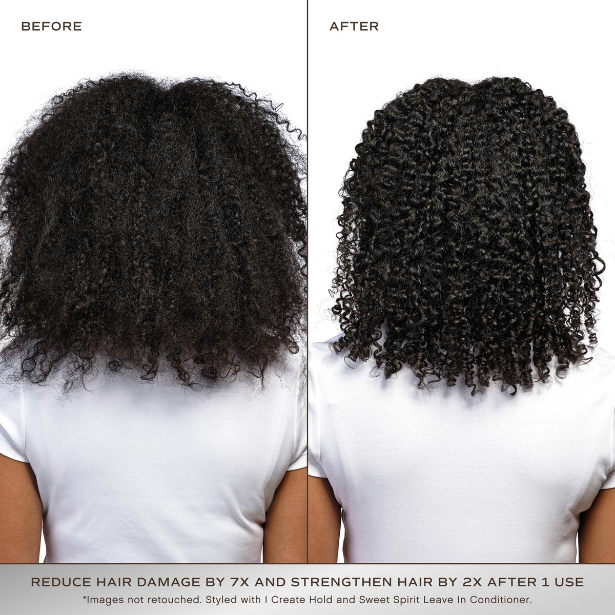 INNERSENSE before and after ends comparison showing reduced split ends and increased shine