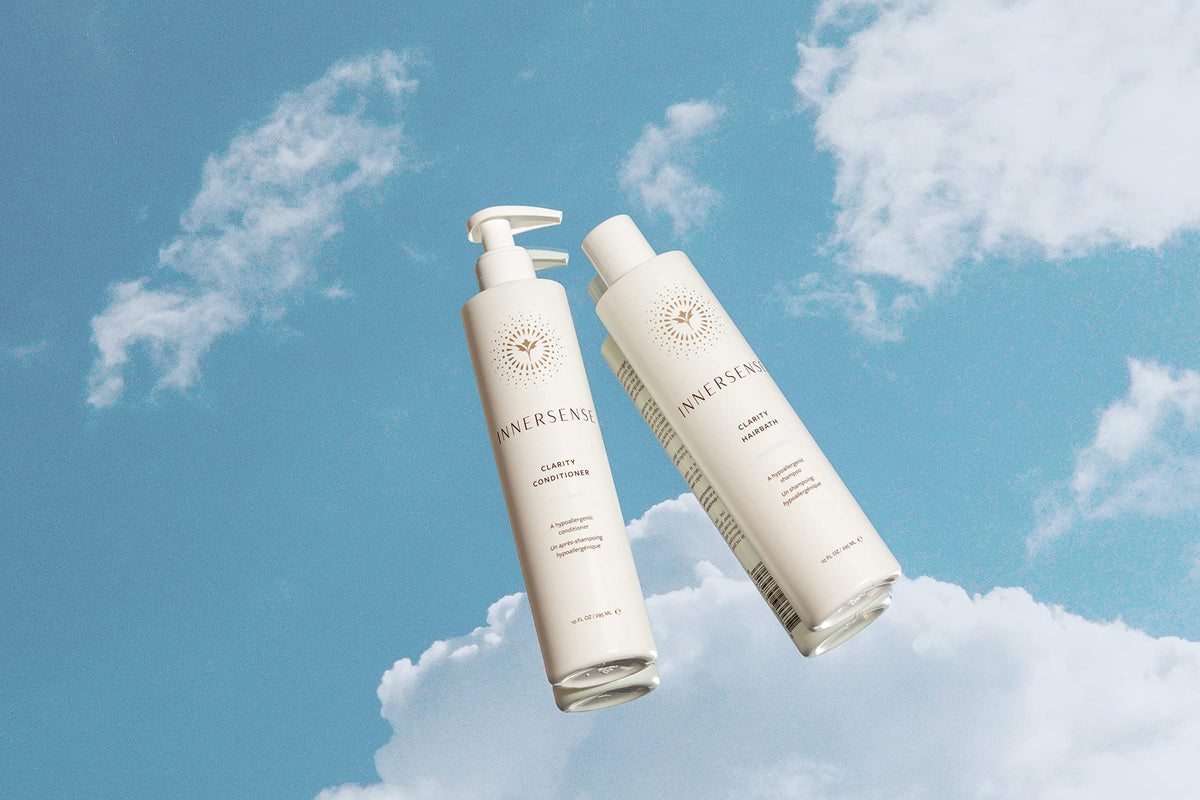 INNERSENSE shampoo pour texture closeup showing gentle lather and mild cleansing benefit