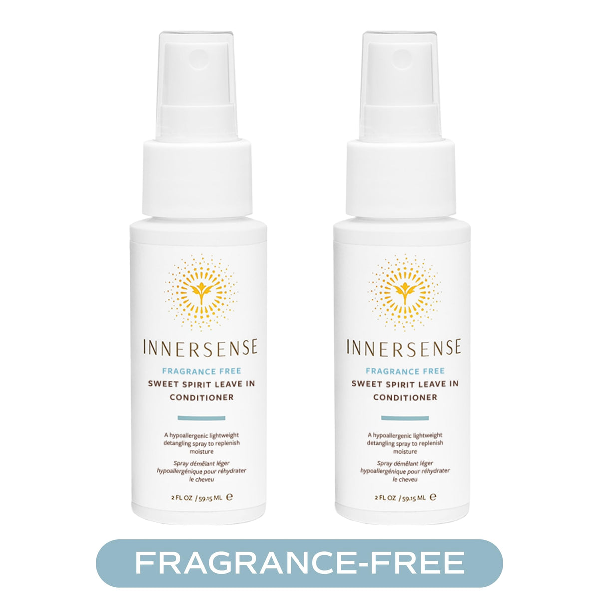 INNERSENSE spray nozzle close-up demonstrating easy mist application for even detangling