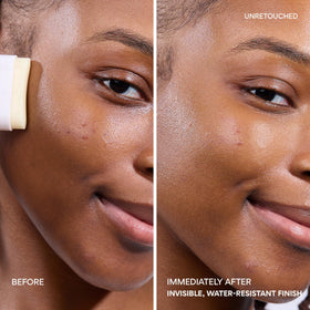 innisfree applying stick to cheek for invisible coverage and blur effect